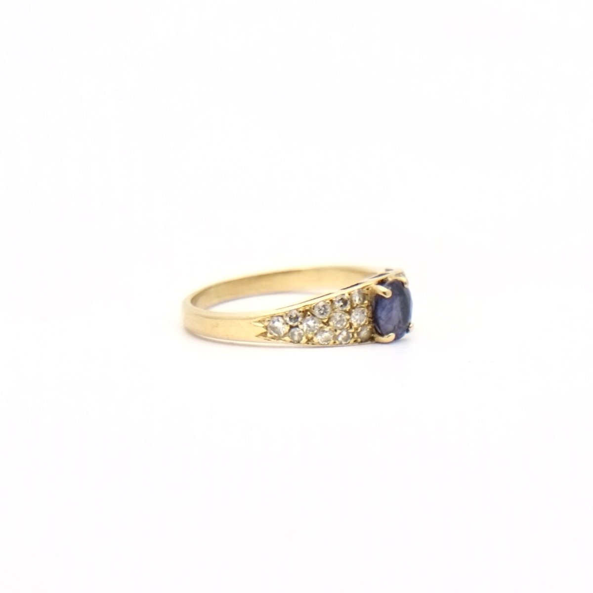 Bague Jonc en or jaune, or blanc, saphir et diamant - Castafiore