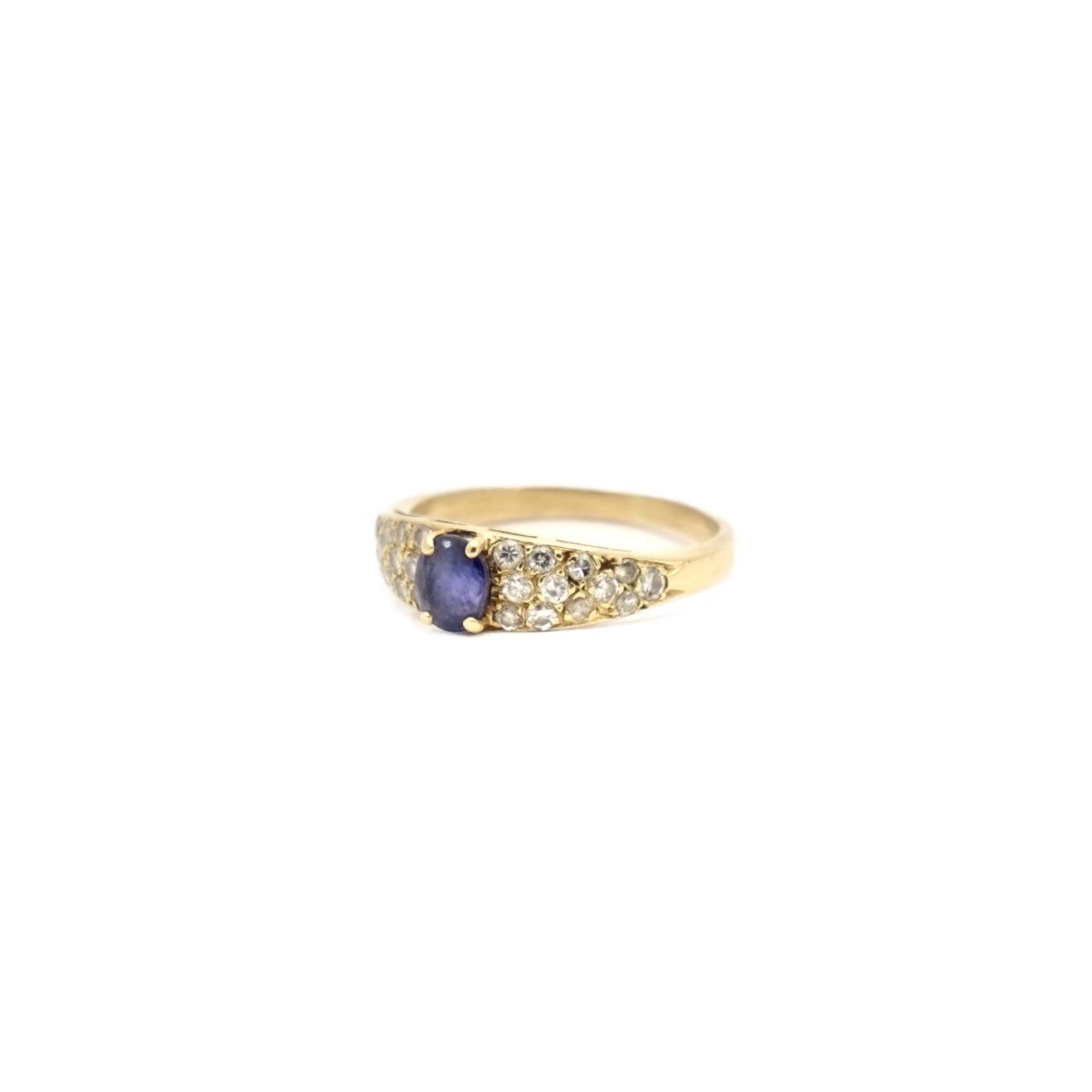 Bague Jonc en or jaune, or blanc, saphir et diamant - Castafiore
