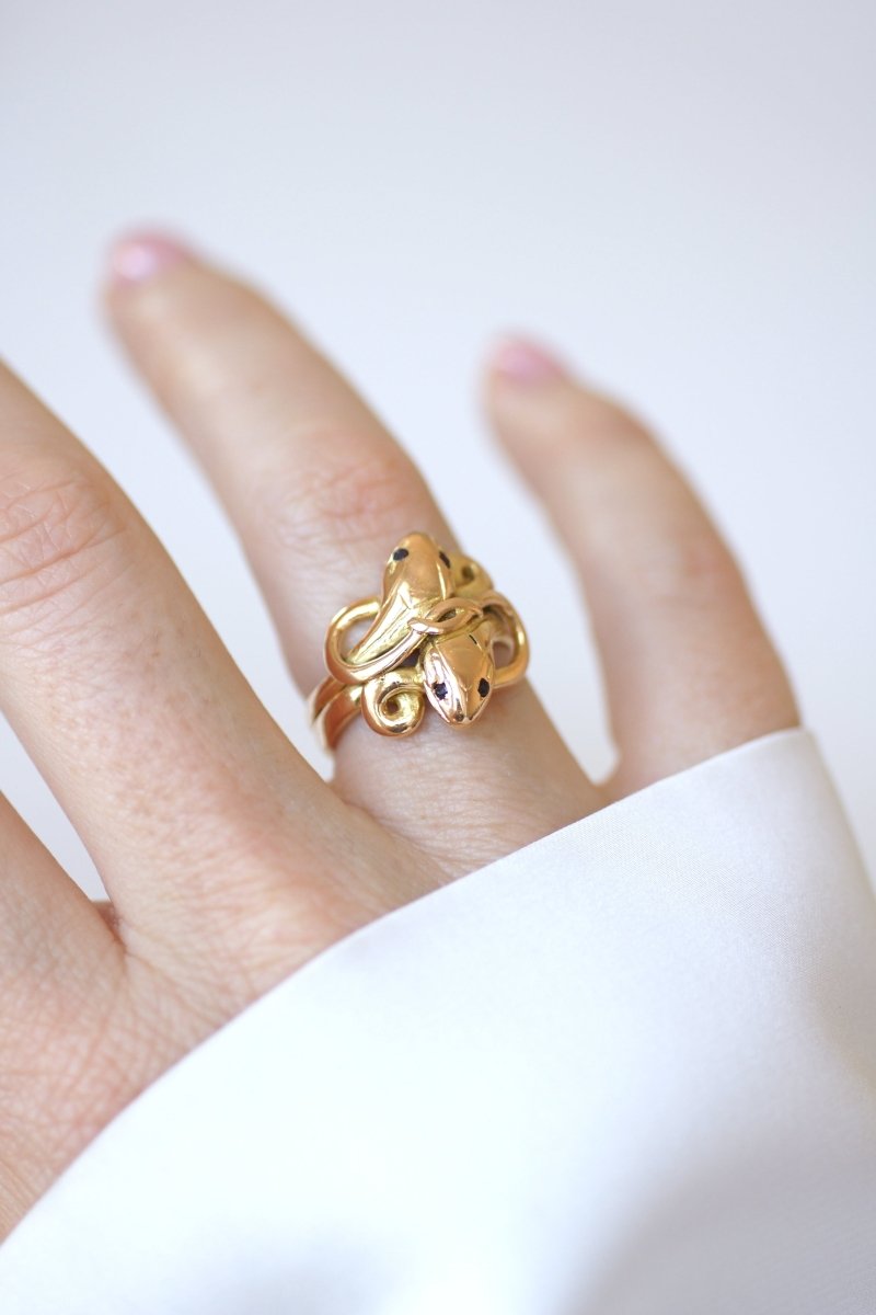 Bague Jonc en or jaune, or rose, et rubis - Castafiore