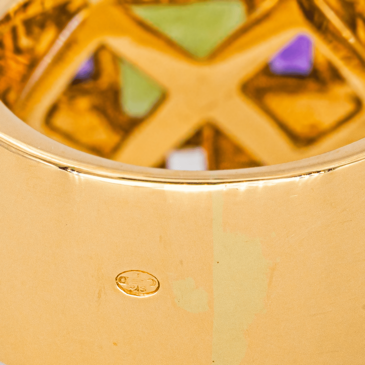 Bague Jonc en or jaune, péridot et améthystes - Castafiore