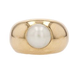 Bague Jonc en or jaune, perle - Castafiore