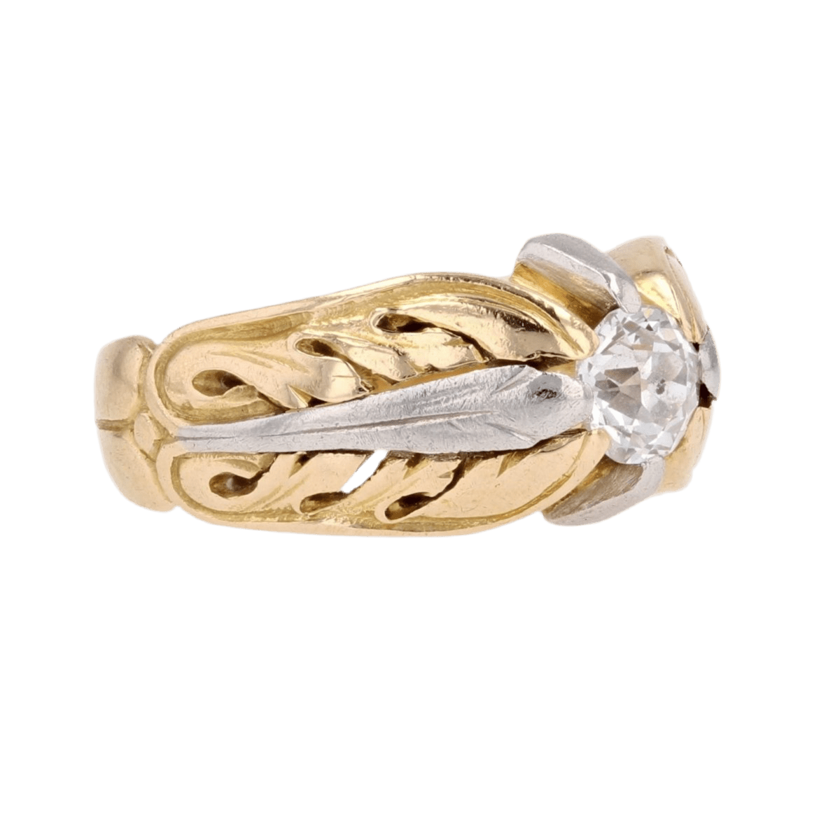 Bague Jonc en or jaune, platine et diamanat - Castafiore