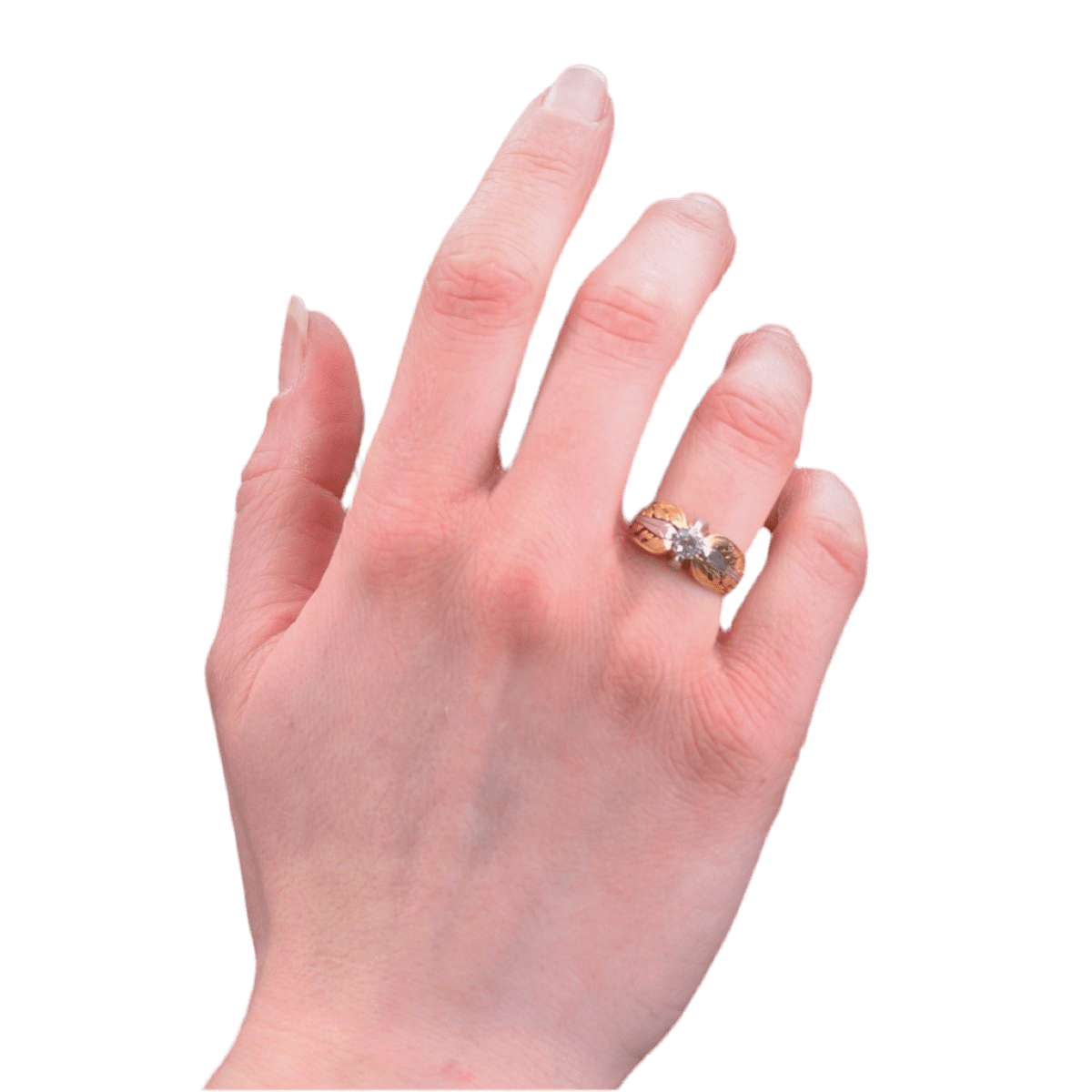 Bague Jonc en or jaune, platine et diamanat - Castafiore