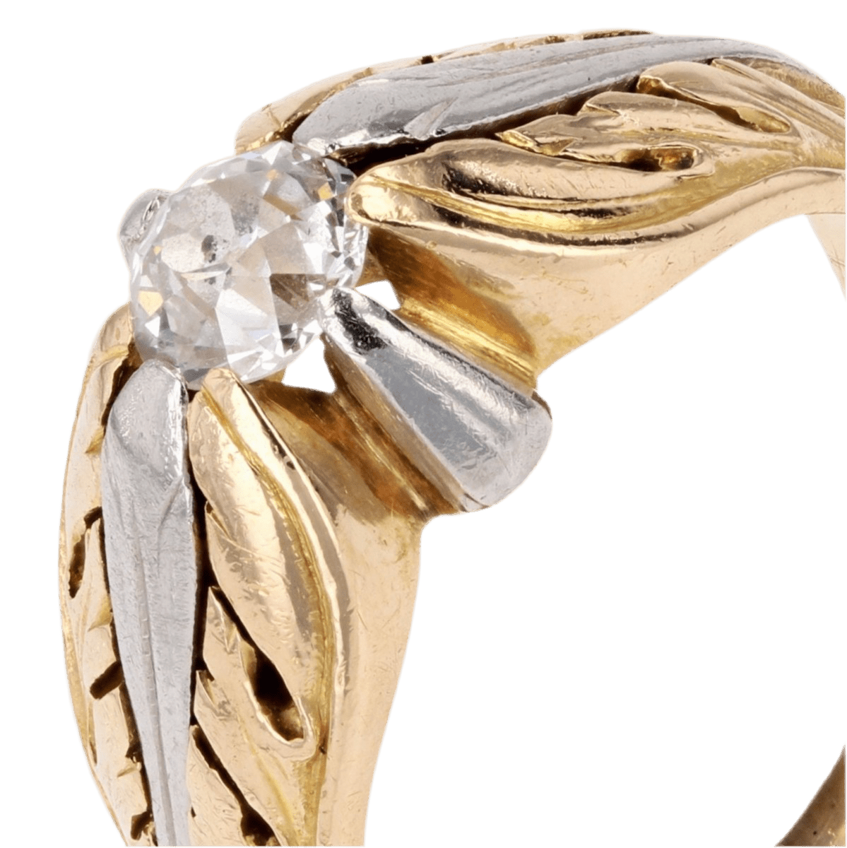 Bague Jonc en or jaune, platine et diamanat - Castafiore