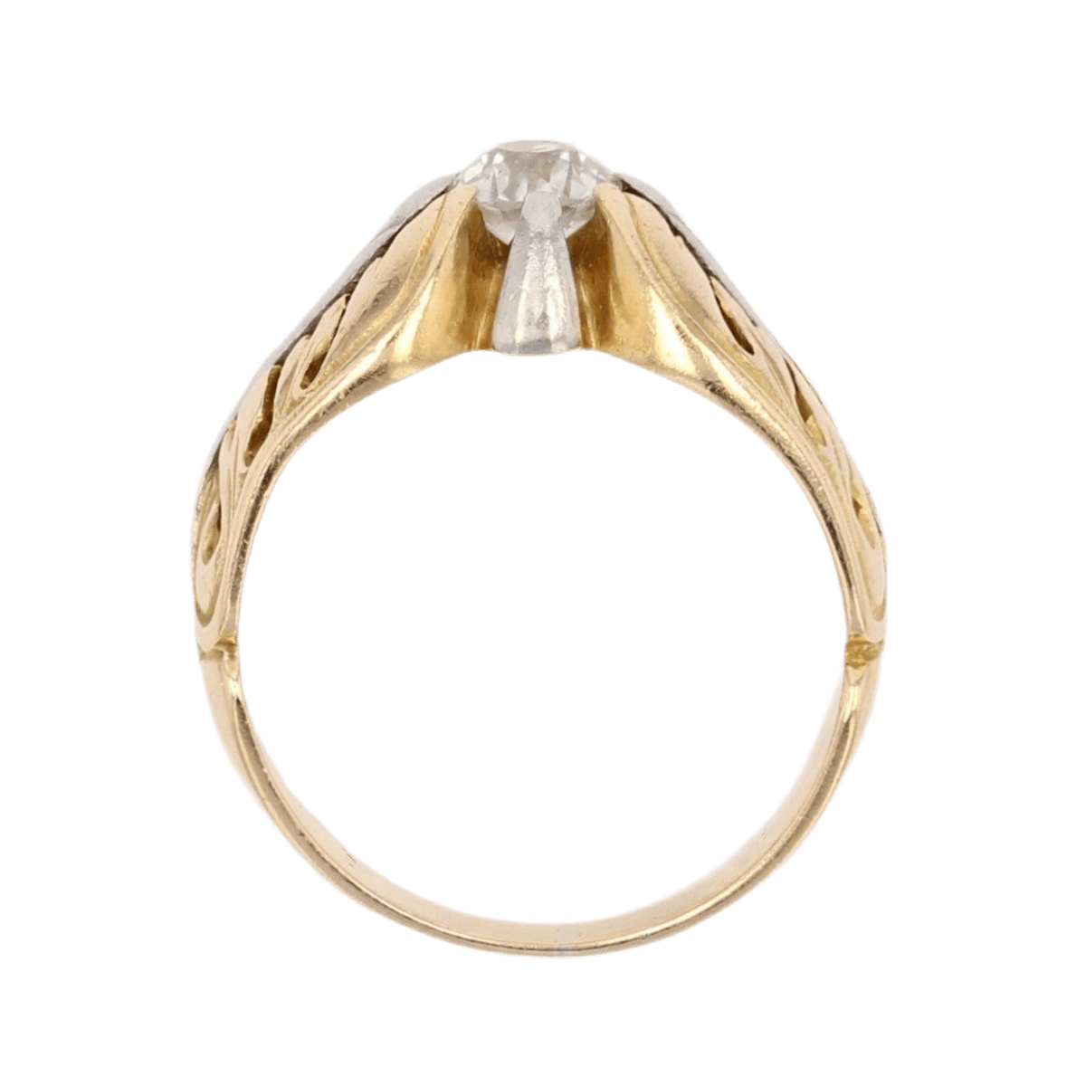 Bague Jonc en or jaune, platine et diamanat - Castafiore