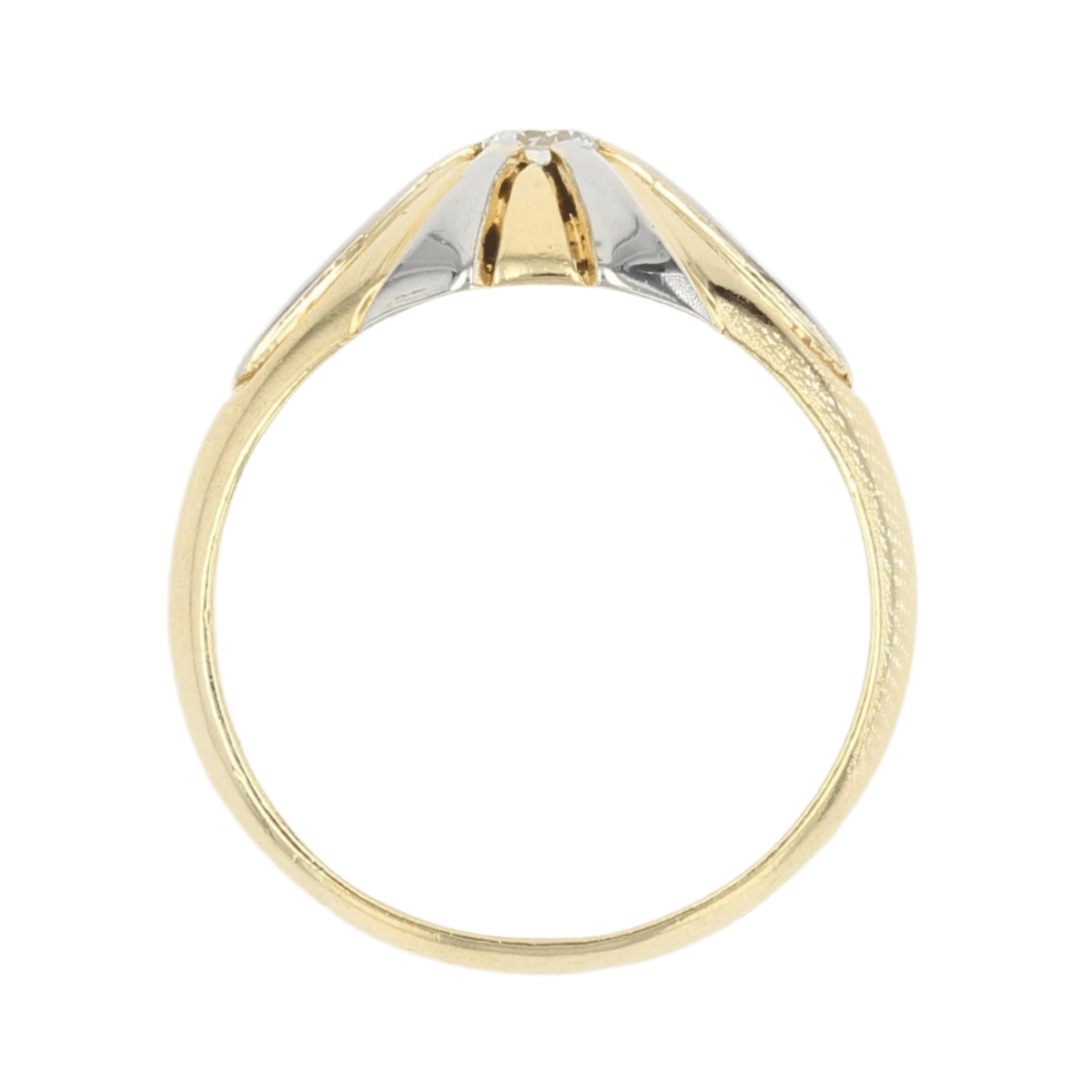 Bague Jonc en or jaune, platine et diamant - Castafiore