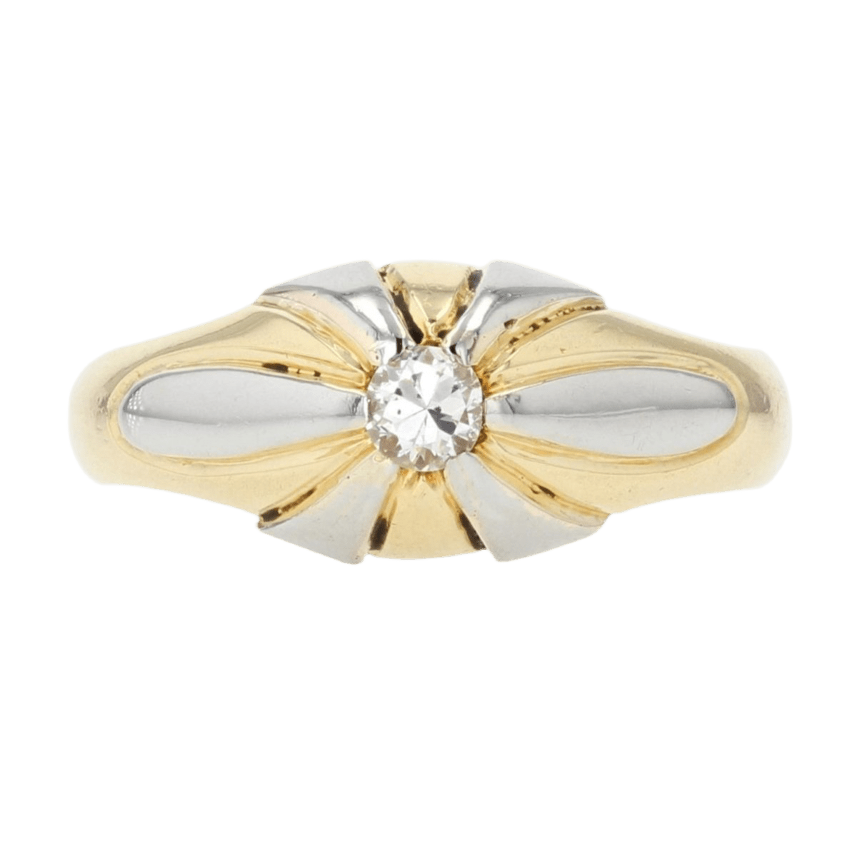 Bague Jonc en or jaune, platine et diamant - Castafiore
