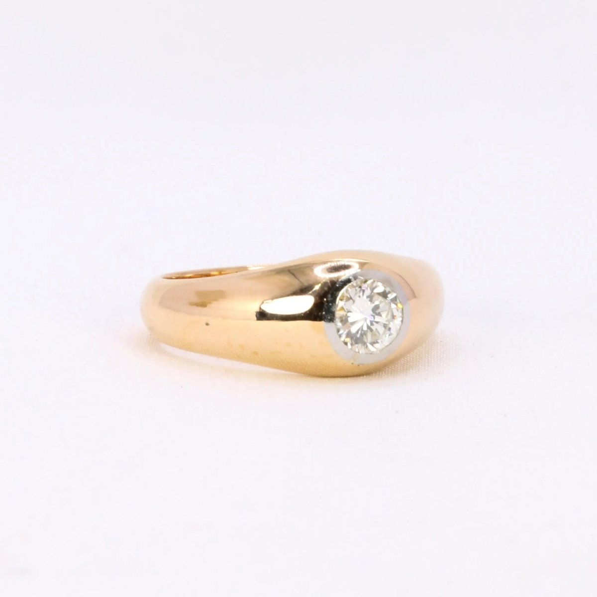 Bague Jonc en or jaune, platine et diamant - Castafiore