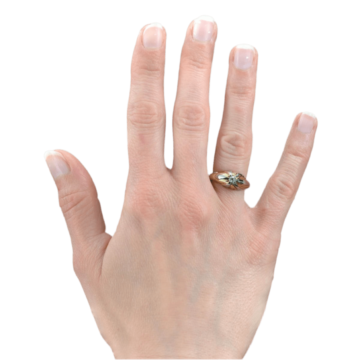 Bague Jonc en or jaune, platine et diamant - Castafiore