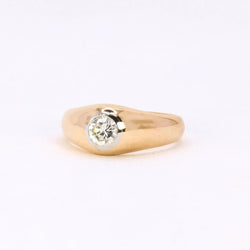 Bague Jonc en or jaune, platine et diamant - Castafiore