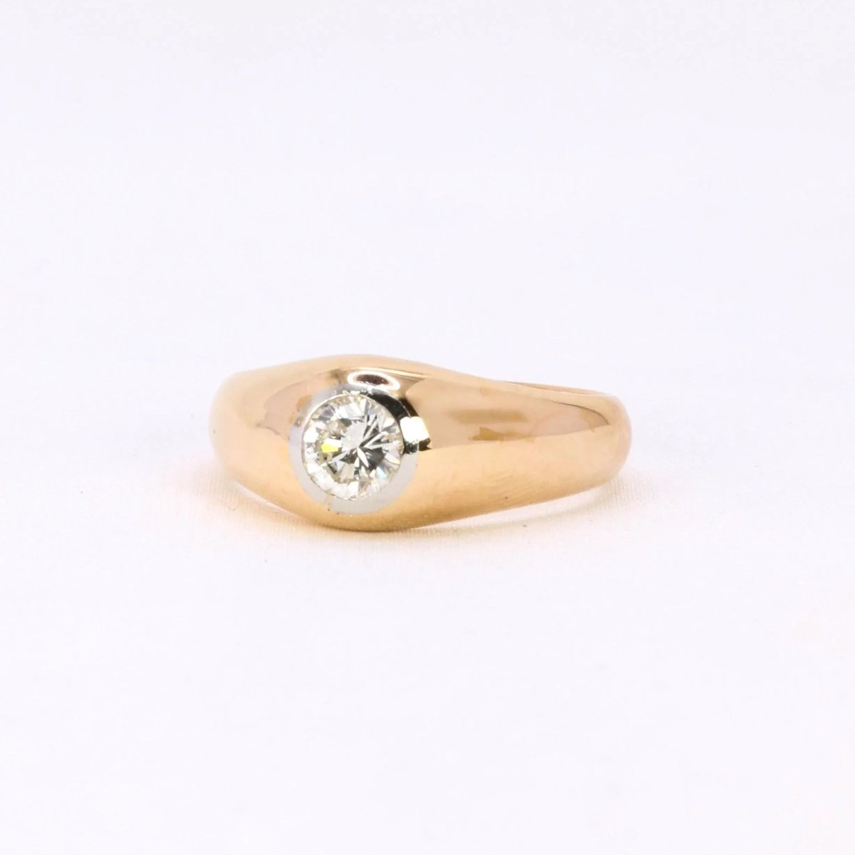 Bague Jonc en or jaune, platine et diamant - Castafiore