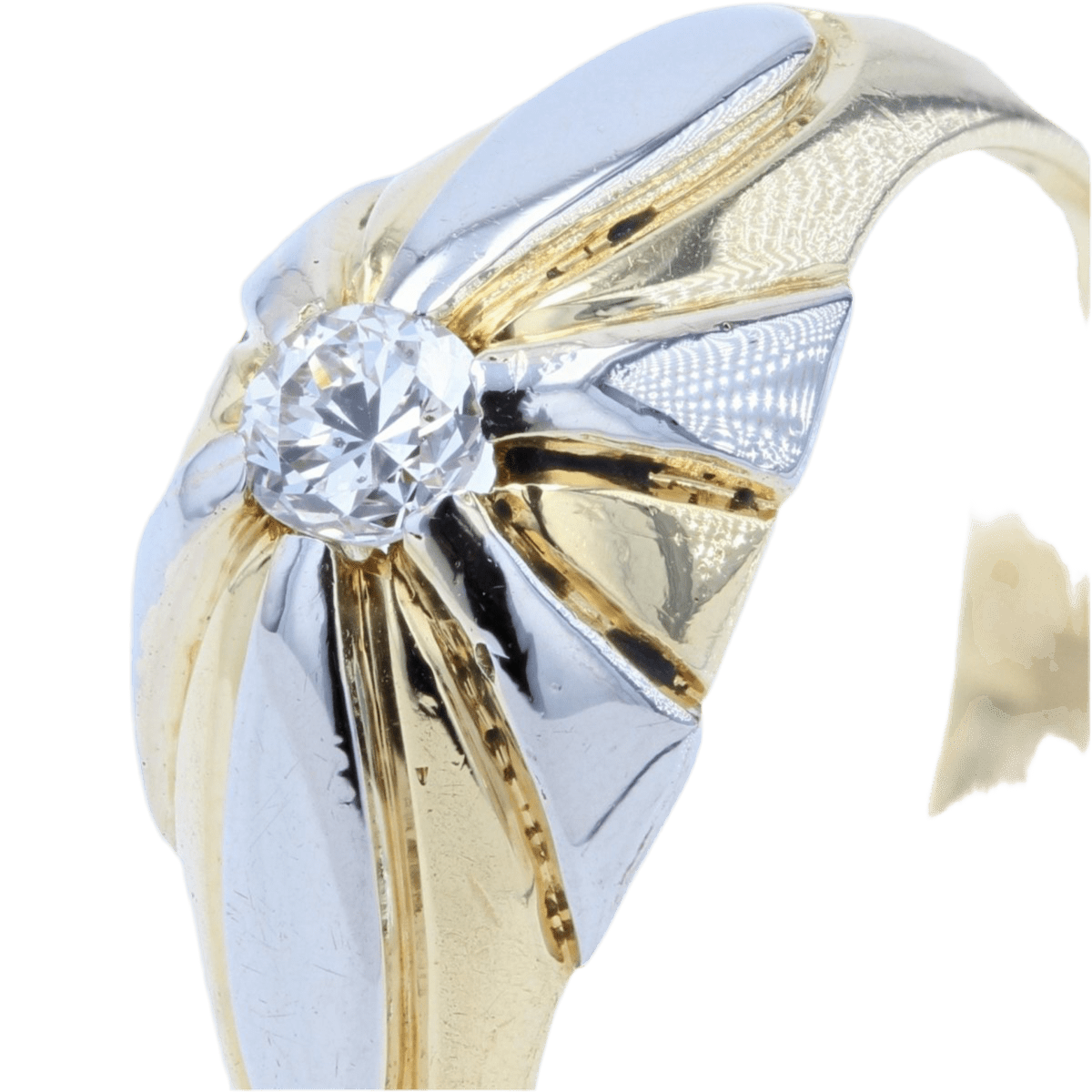 Bague Jonc en or jaune, platine et diamant - Castafiore