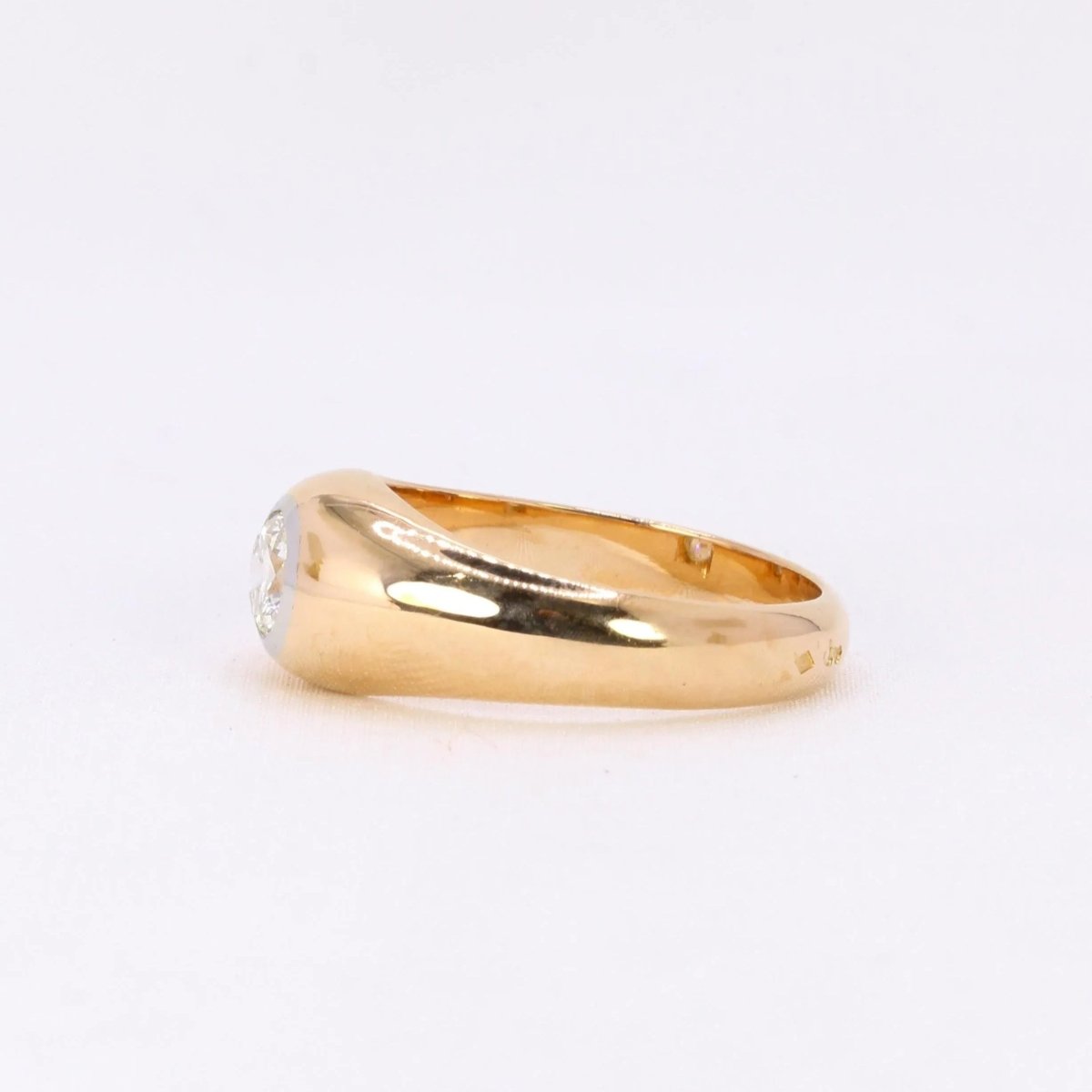 Bague Jonc en or jaune, platine et diamant - Castafiore