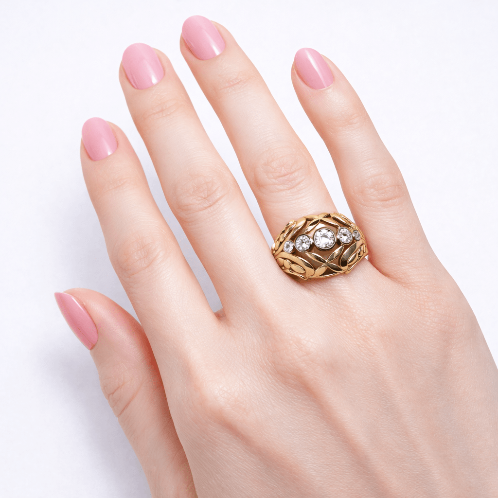 Bague Jonc en or jaune, platine et diamants - Castafiore