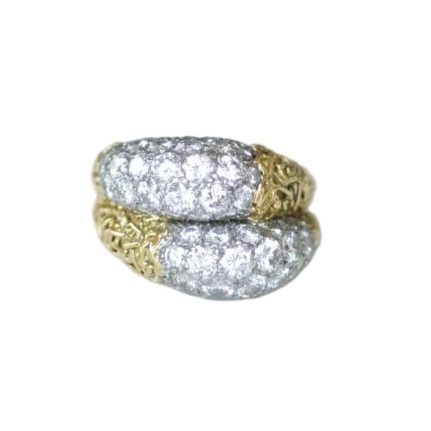 Bague Jonc en or jaune, platine et diamants - Castafiore