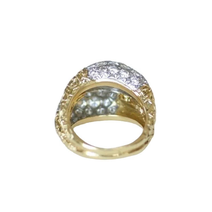 Bague Jonc en or jaune, platine et diamants - Castafiore