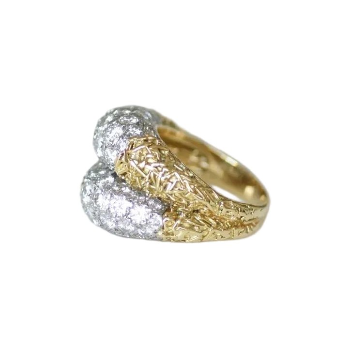 Bague Jonc en or jaune, platine et diamants - Castafiore