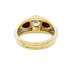 Bague Jonc en or jaune, platine, rubis et diamants - Castafiore