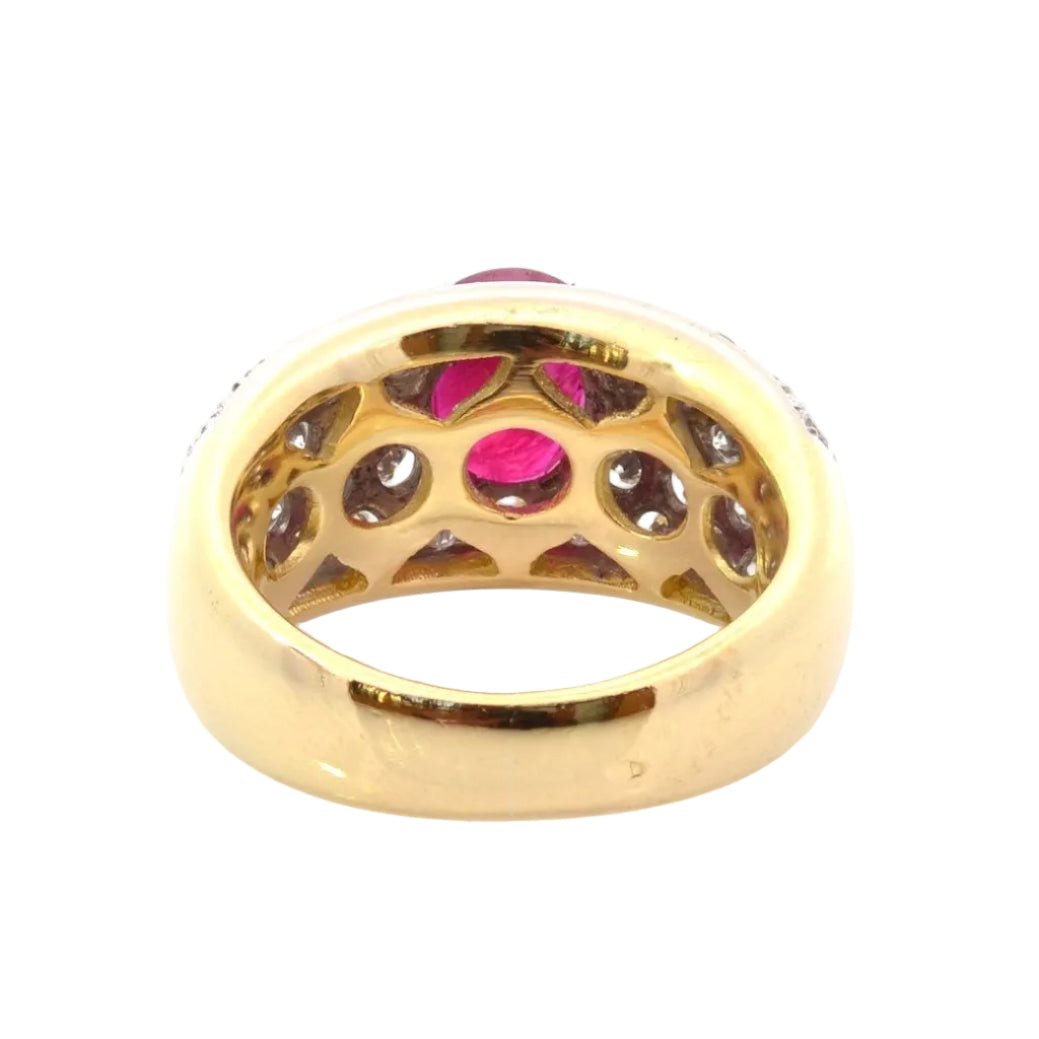 Bague Jonc en or jaune, platine, rubis et diamants - Castafiore