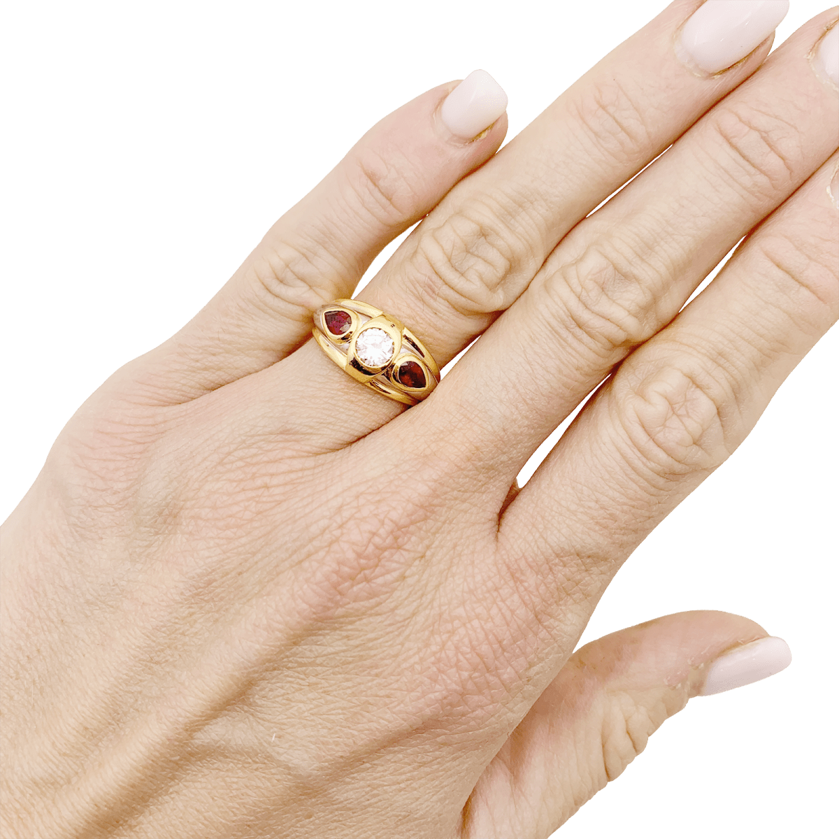 Bague Jonc en or jaune, platine, rubis et diamants - Castafiore