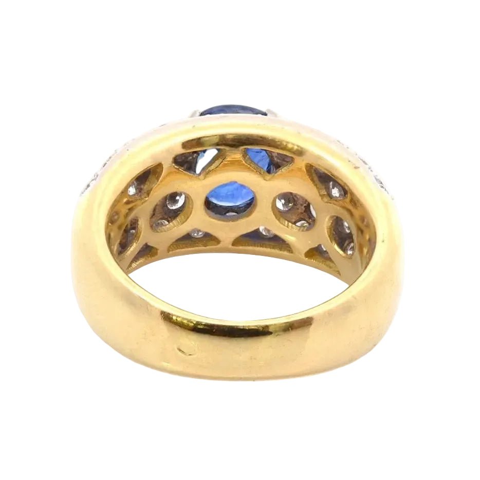 Bague Jonc en or jaune, platine, saphir et diamants - Castafiore