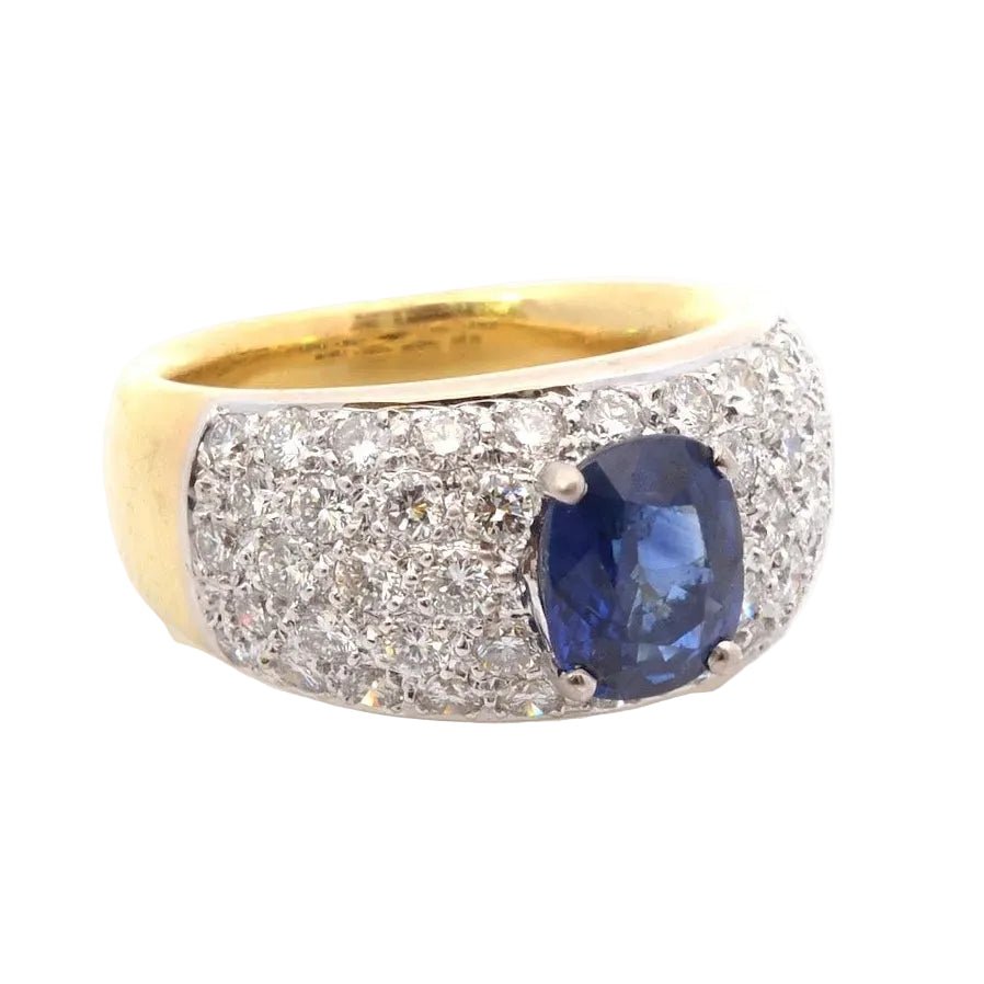 Bague Jonc en or jaune, platine, saphir et diamants - Castafiore