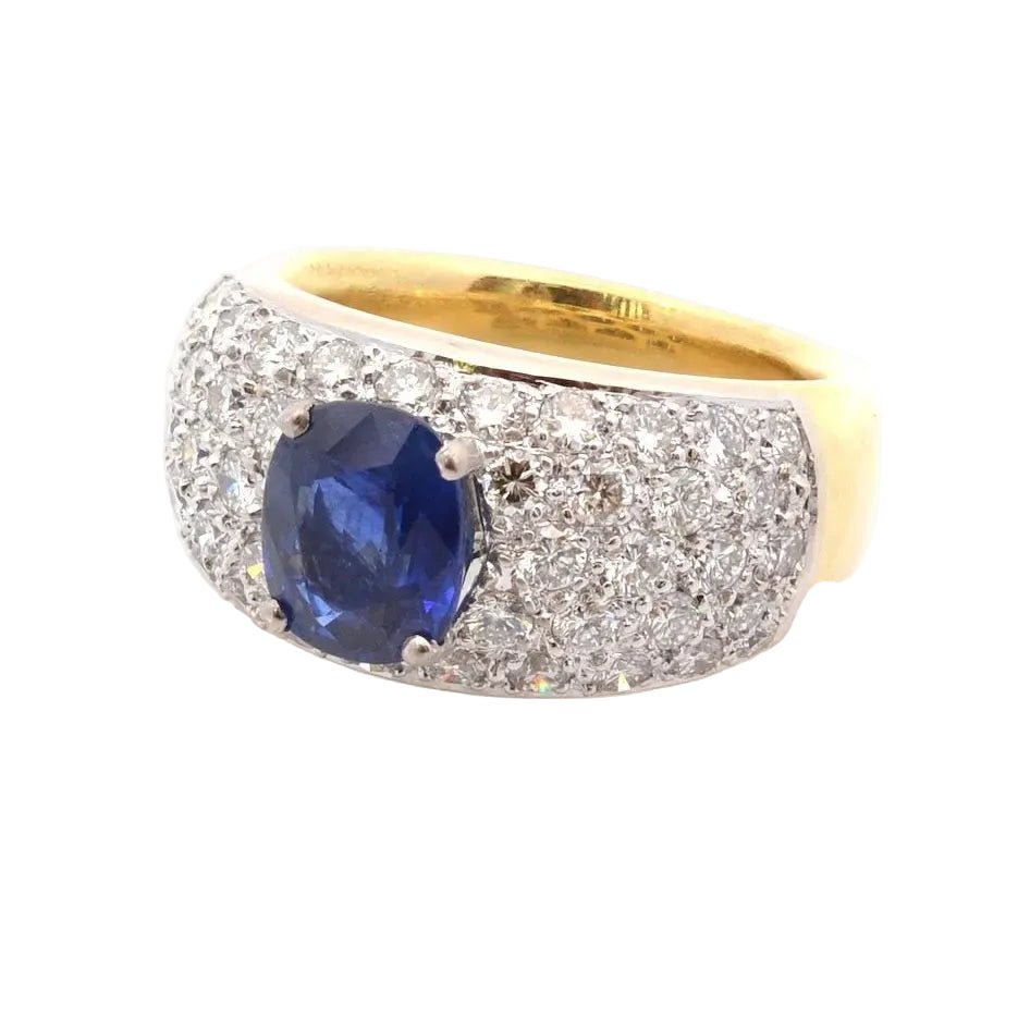 Bague Jonc en or jaune, platine, saphir et diamants - Castafiore