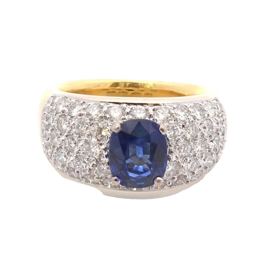 Bague Jonc en or jaune, platine, saphir et diamants - Castafiore