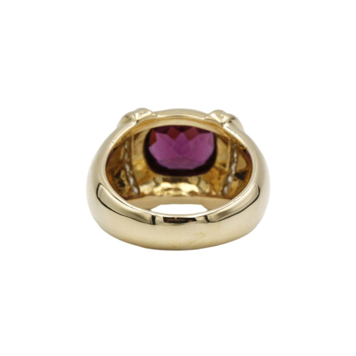 Bague Jonc en or jaune, rhodolite et diamant - Castafiore