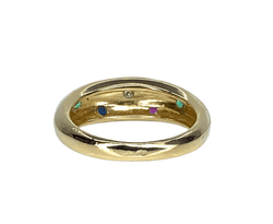 Bague Jonc en or jaune, rubis, émeraudes, saphirs et diamant - Castafiore