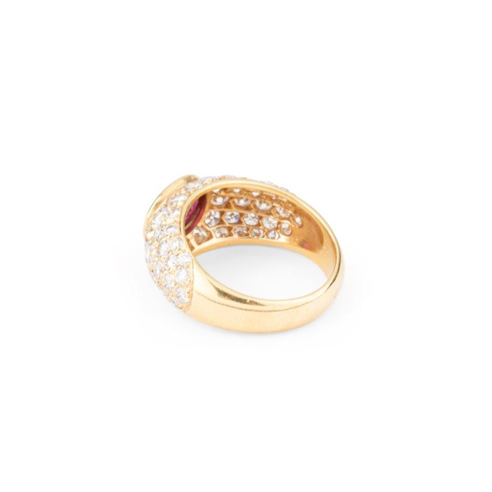 Bague Jonc en or jaune, rubis et diamants - Castafiore