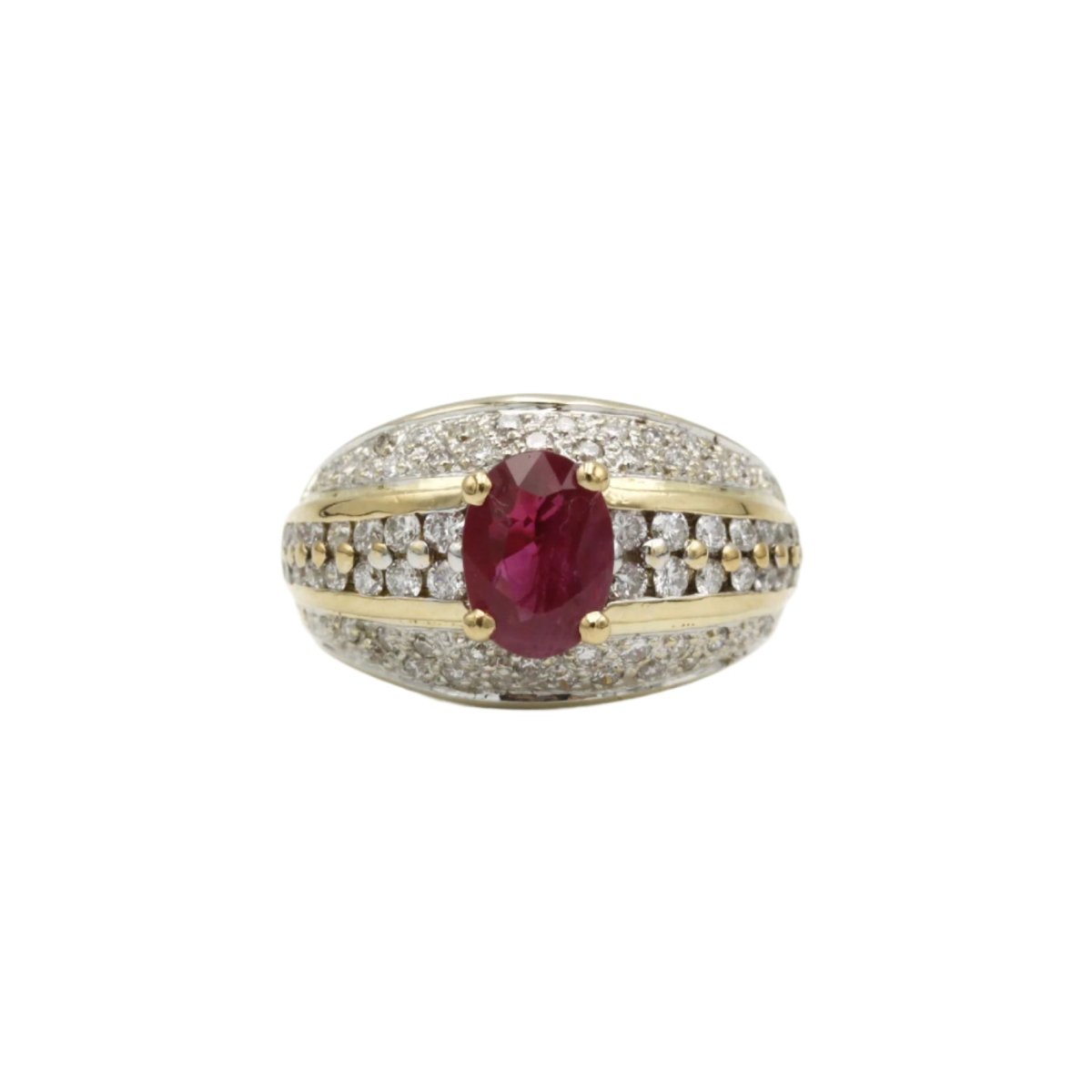 Bague Jonc en or jaune, rubis et diamants - Castafiore