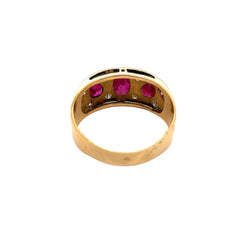 Bague Jonc en or jaune, rubis et diamants - Castafiore