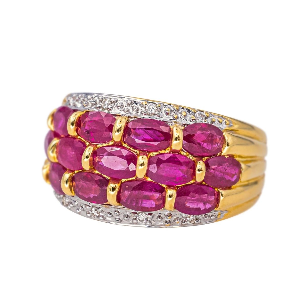 Bague Jonc en or jaune, rubis et diamants - Castafiore