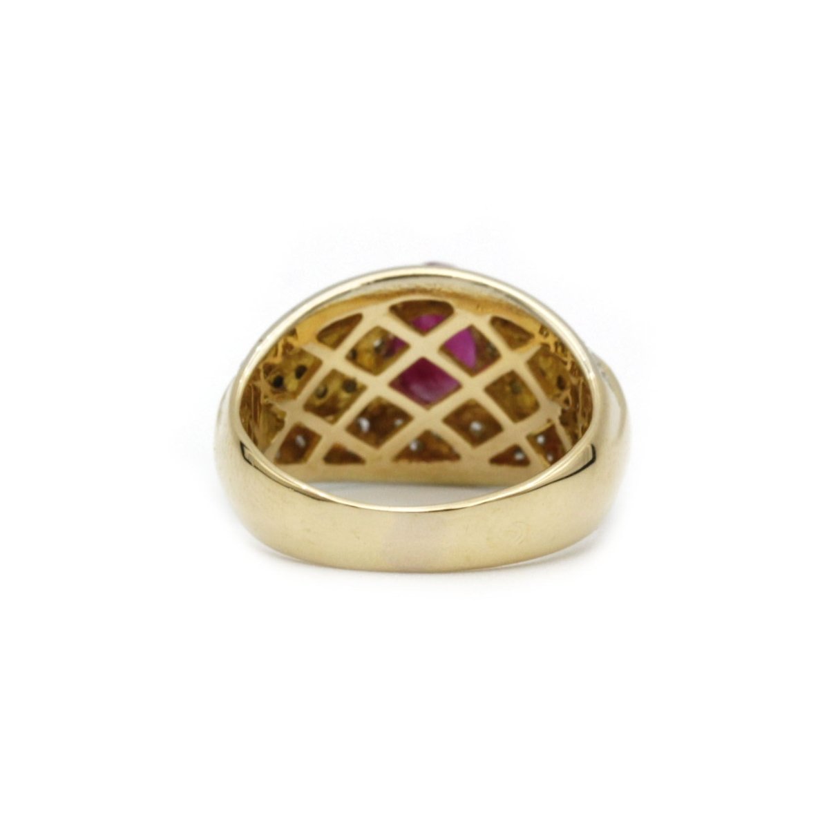 Bague Jonc en or jaune, rubis et diamants - Castafiore
