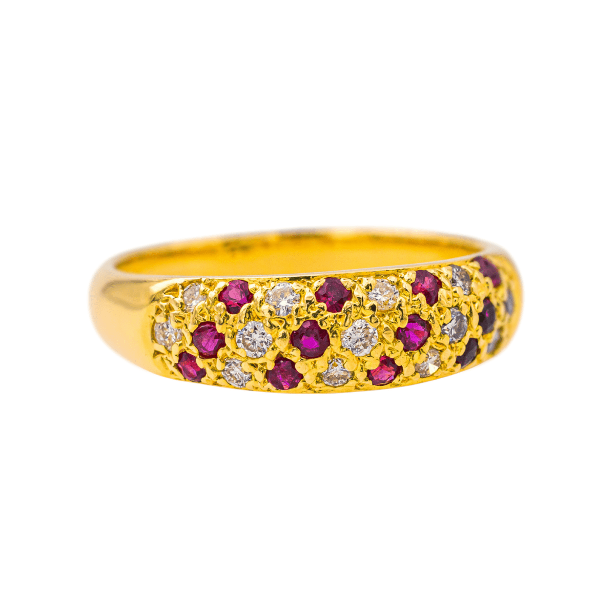 Bague Jonc en or jaune, rubis et diamants - Castafiore
