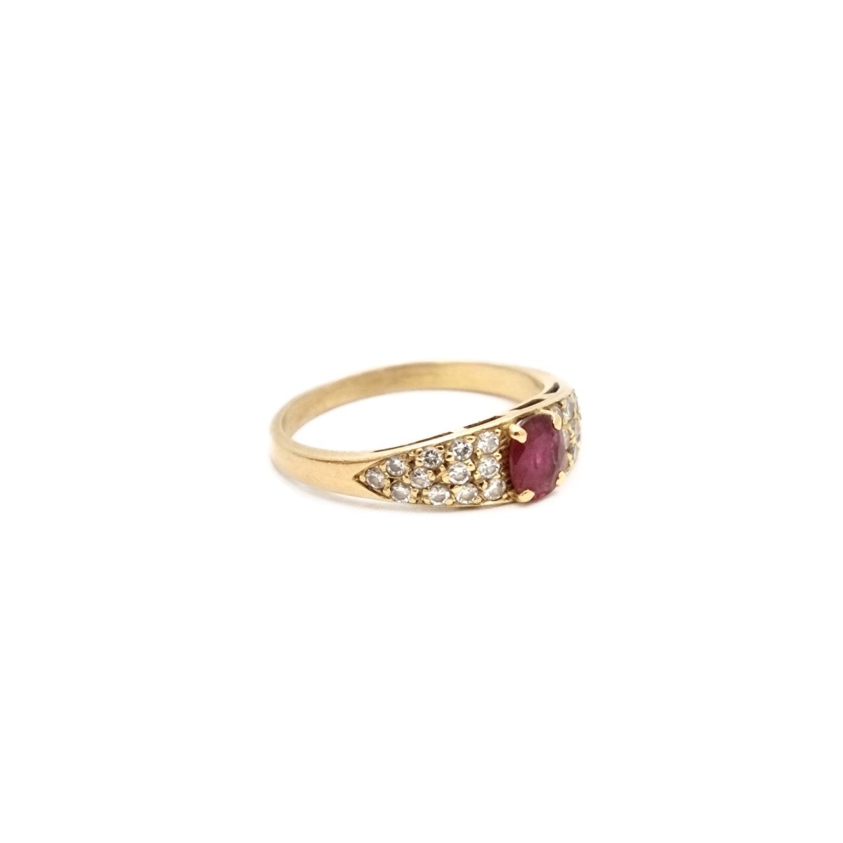 Bague Jonc en or jaune, rubis et diamants - Castafiore