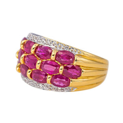 Bague Jonc en or jaune, rubis et diamants - Castafiore