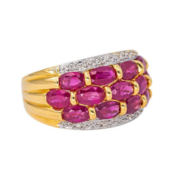 Bague Jonc en or jaune, rubis et diamants - Castafiore