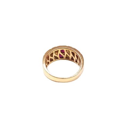 Bague Jonc en or jaune, rubis et diamants - Castafiore