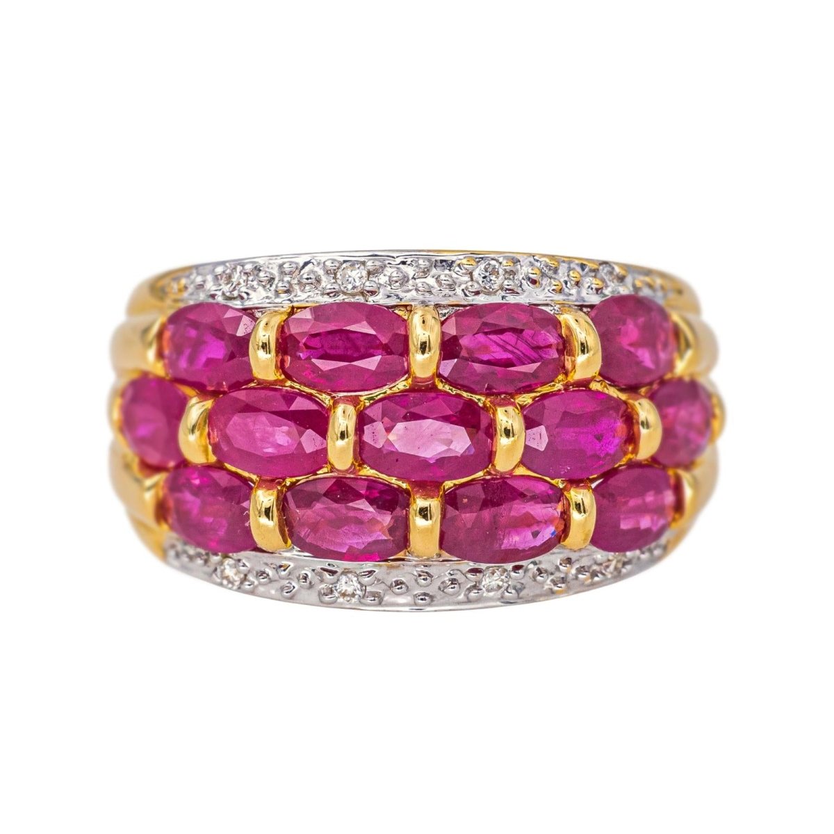 Bague Jonc en or jaune, rubis et diamants - Castafiore
