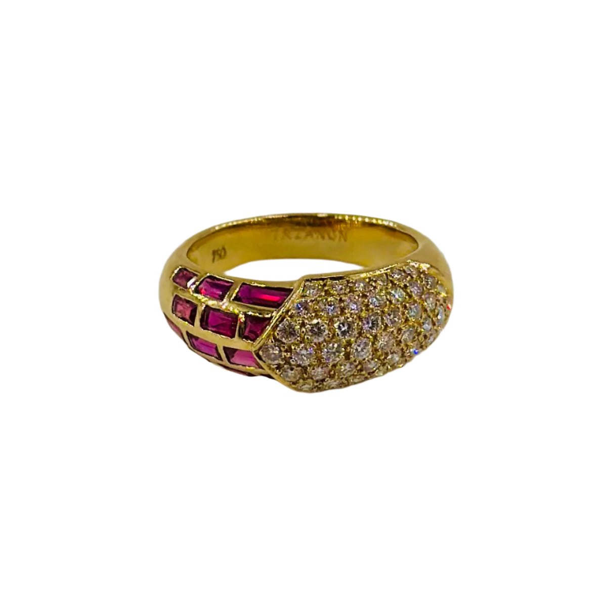 Bague Jonc en or jaune, rubis et diamants - Castafiore