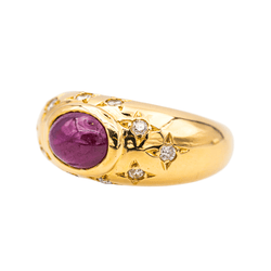 Bague Jonc en or jaune, rubis et diamants - Castafiore