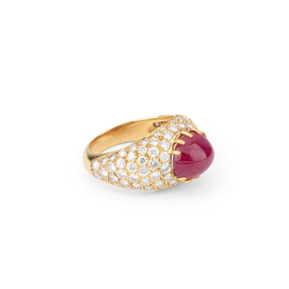 Bague Jonc en or jaune, rubis et diamants - Castafiore