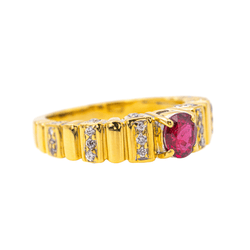 Bague Jonc en or jaune, rubis et diamants - Castafiore