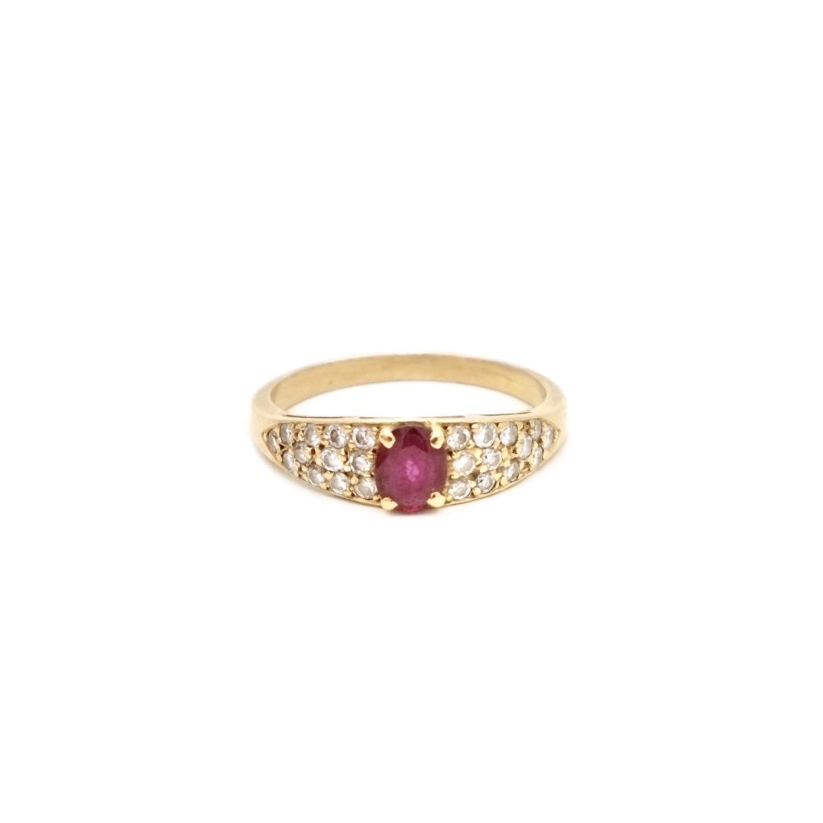 Bague Jonc en or jaune, rubis et diamants - Castafiore