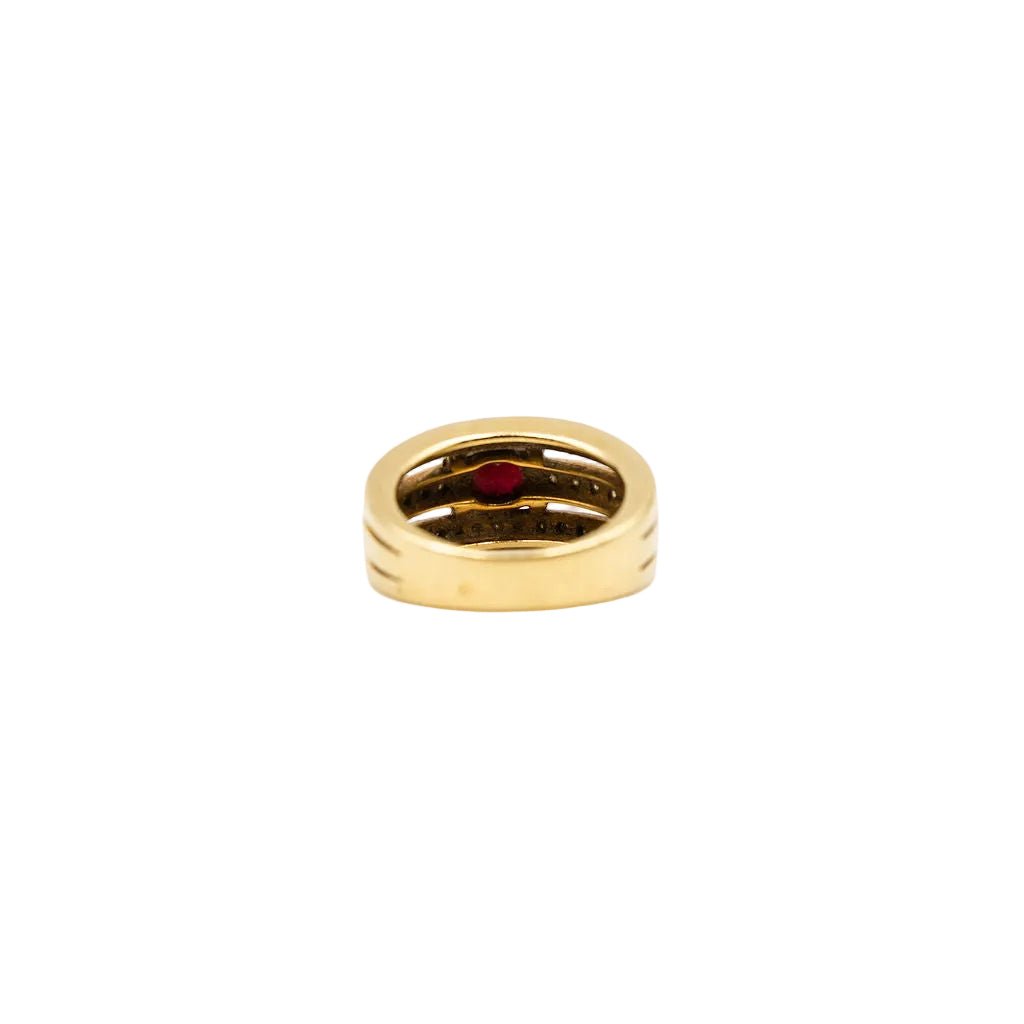 Bague Jonc en or jaune, rubis et diamants - Castafiore