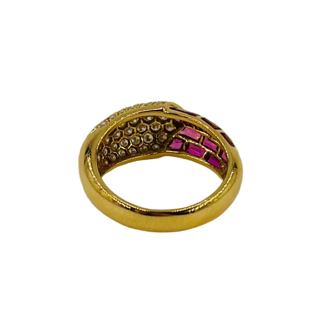 Bague Jonc en or jaune, rubis et diamants - Castafiore