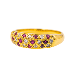 Bague Jonc en or jaune, rubis et diamants - Castafiore