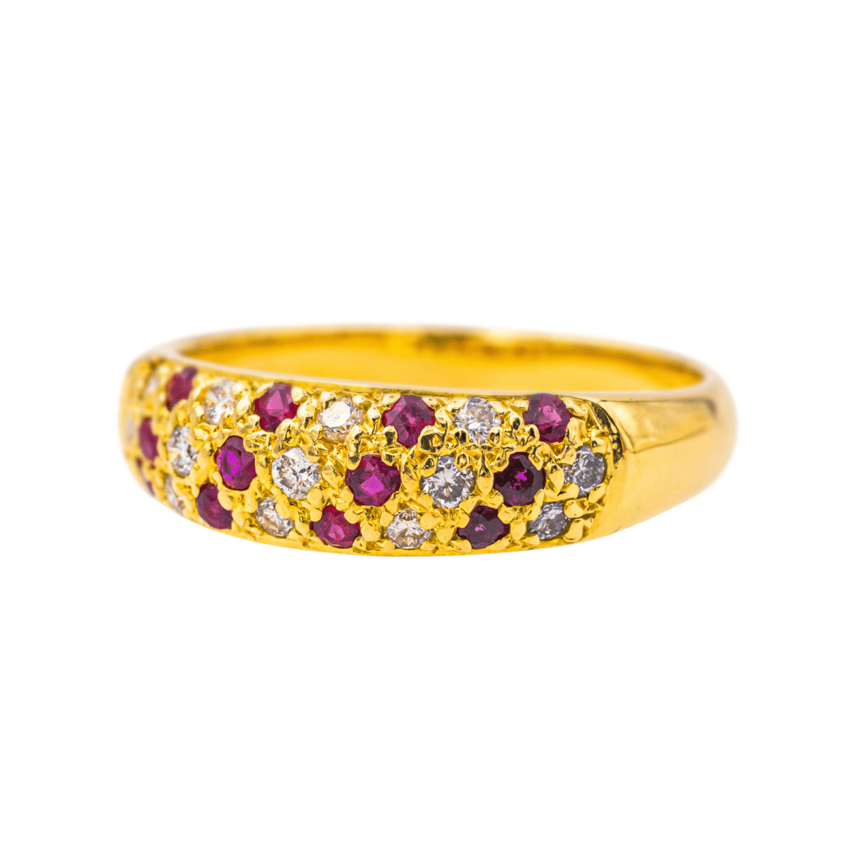 Bague Jonc en or jaune, rubis et diamants - Castafiore
